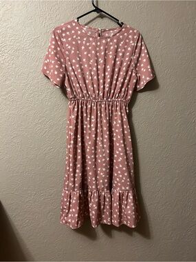 SHEIN Dusty Pink Floral Midi Dress